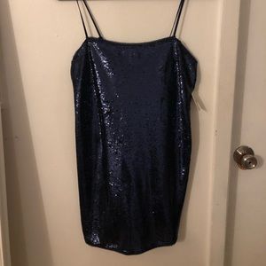 Free people navy sequin slip dress, NWT